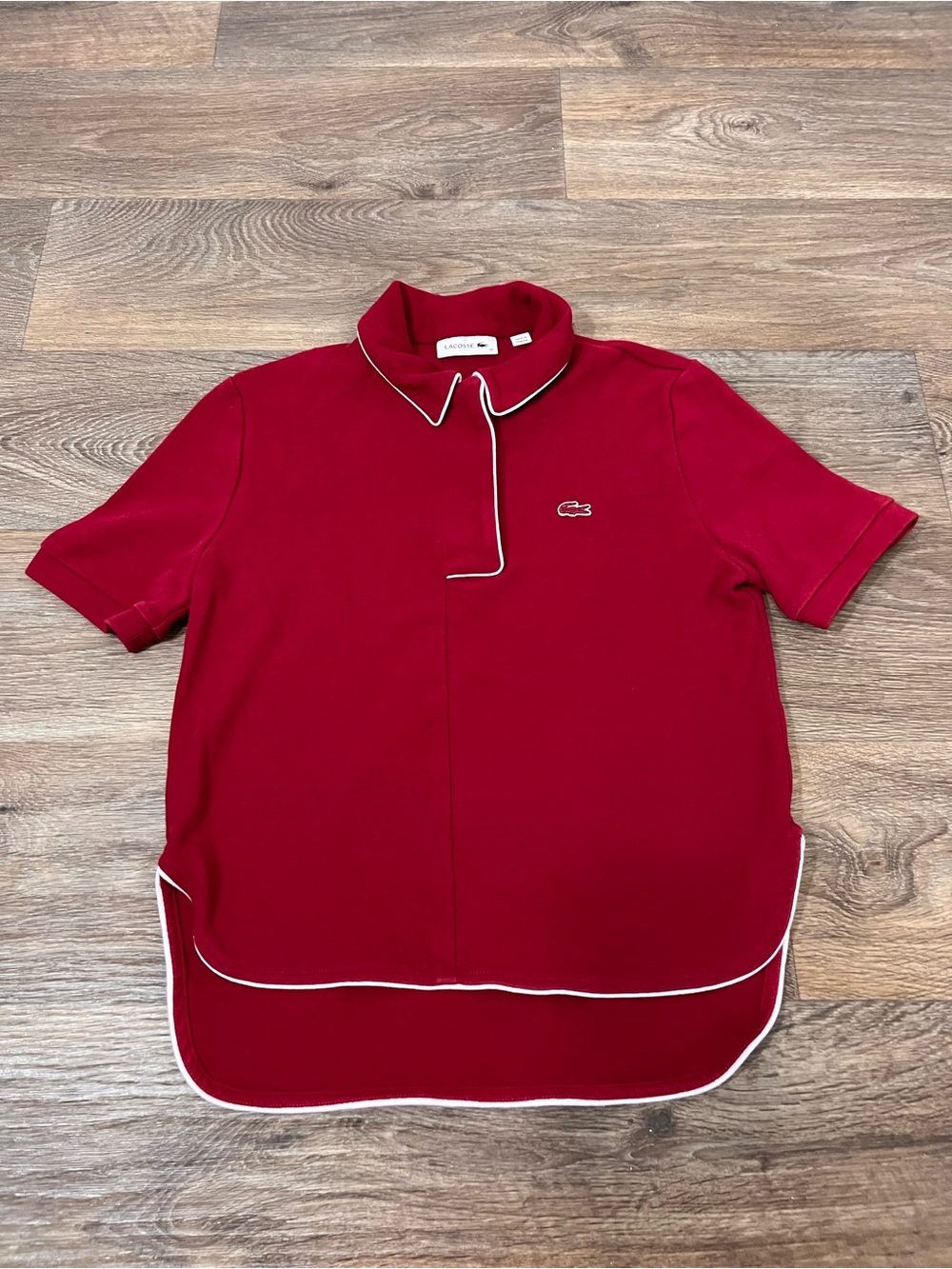 Lacoste Red Short-Sleeve Polo with White Piping/A809